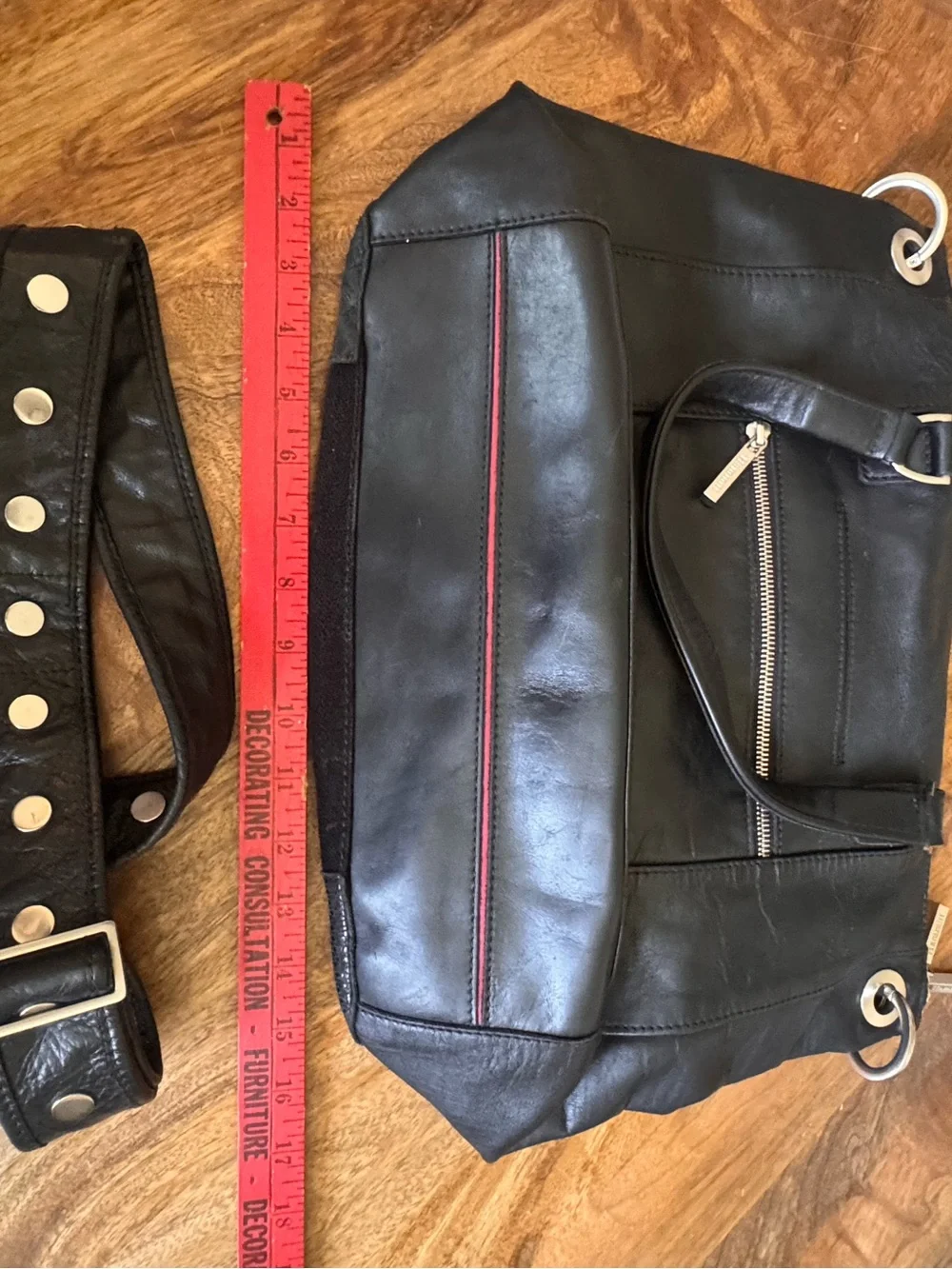 Hammitt Large Daniel Satchel Black Leather Suede Tote Studded Crossbody Silver